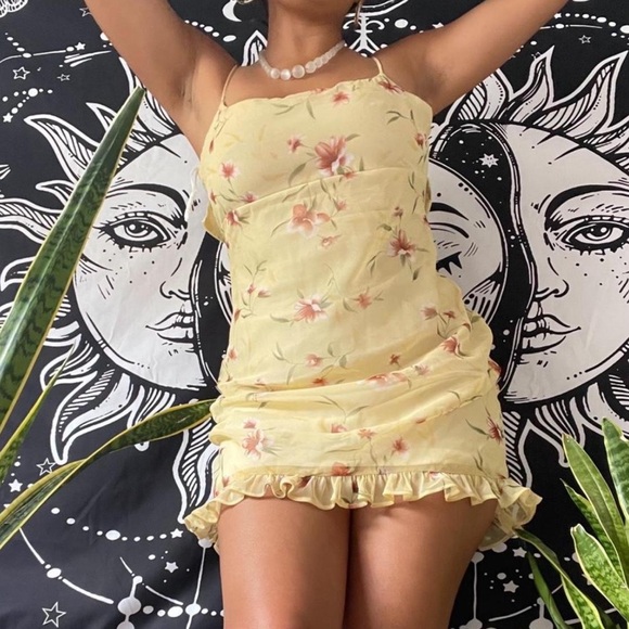 My Michelle Dresses & Skirts - My Michelle Floral Flower yellow summer milk made dress cottage core ruffle